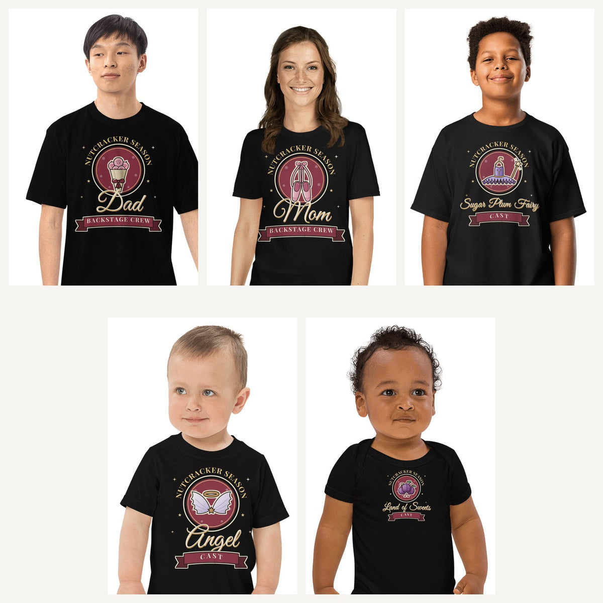 Nutcracker Cast Family Shirts in Black, family set