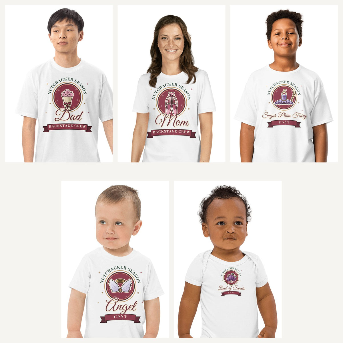 Nutcracker Cast Family Shirts in White, family set