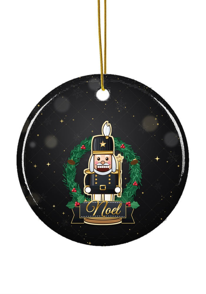 Black and Gold, Noel ornament, circle shape