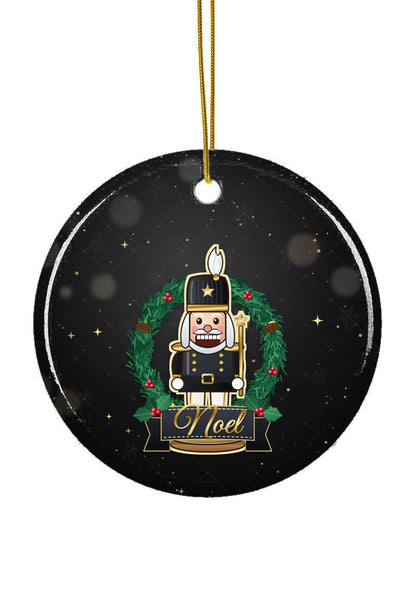Black and Gold, Noel ornament, circle shape