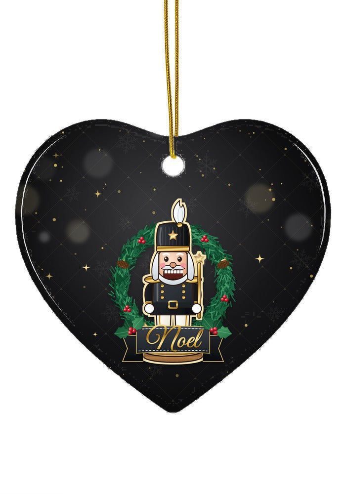 Black and Gold, Noel ornament, heart shape