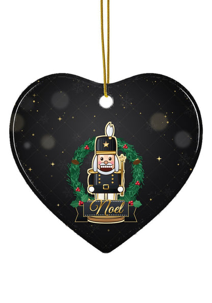 Black and Gold, Noel ornament, heart shape
