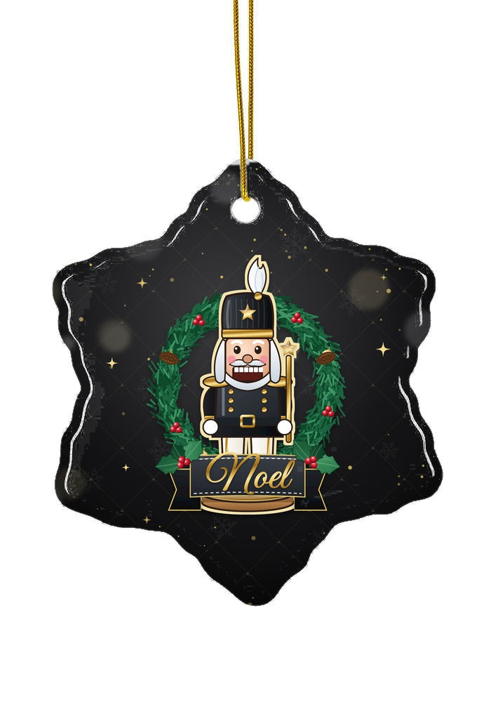Black and Gold, Noel ornament, snowflake shape
