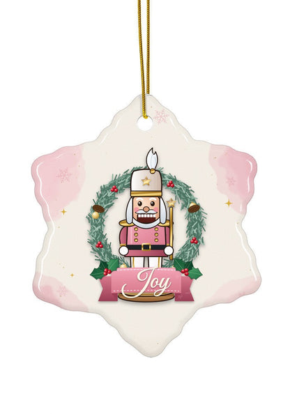 Blush Pink, Joy ornament, snowflake shape
