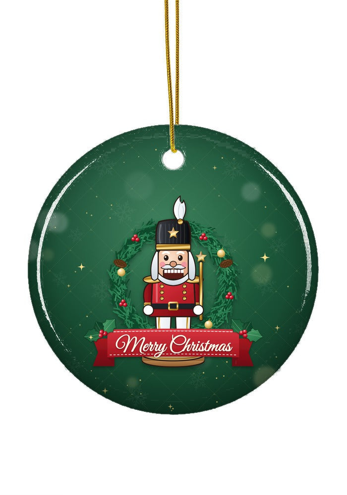 Classic Red, Merry Christmas ornament, circle shape