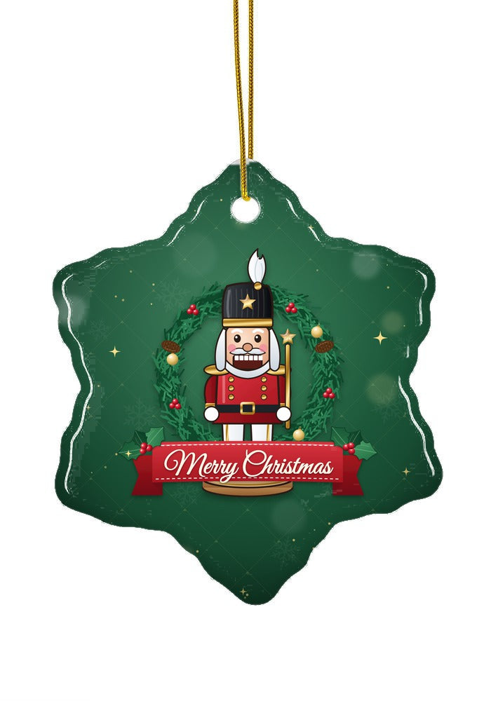 Classic Red, Merry Christmas ornament, snowflake shape
