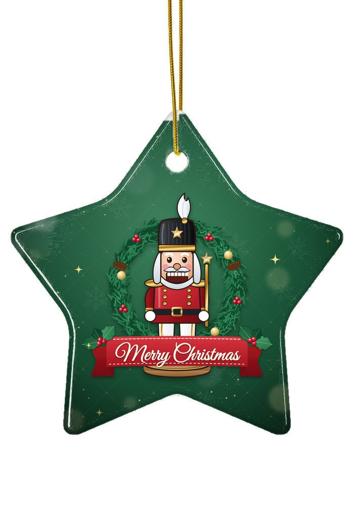 Classic Red, Merry Christmas ornament, star shape