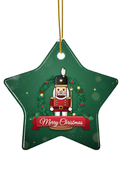 Classic Red, Merry Christmas ornament, star shape