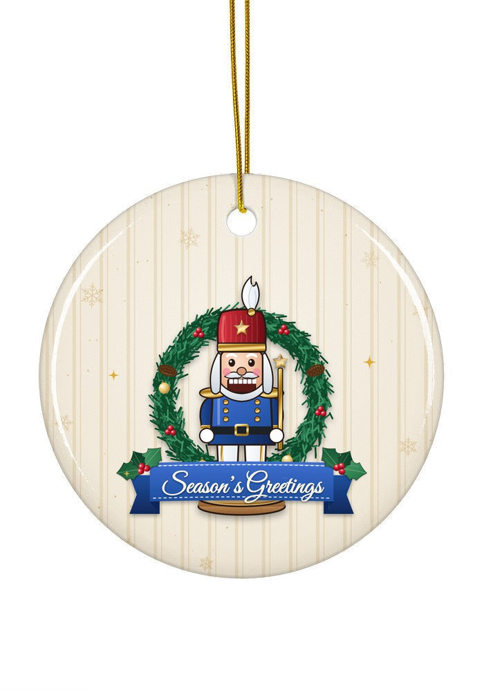 Royal Blue, Season's Greetings ornament, circle shape