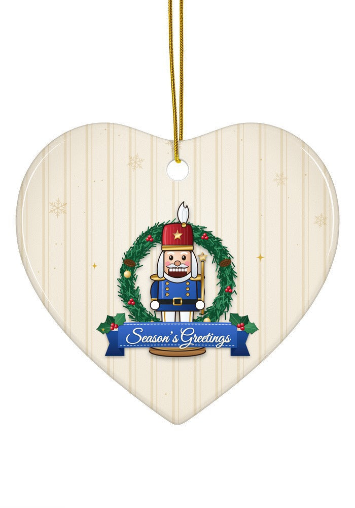 Royal Blue, Season's Greetings ornament, heart shape