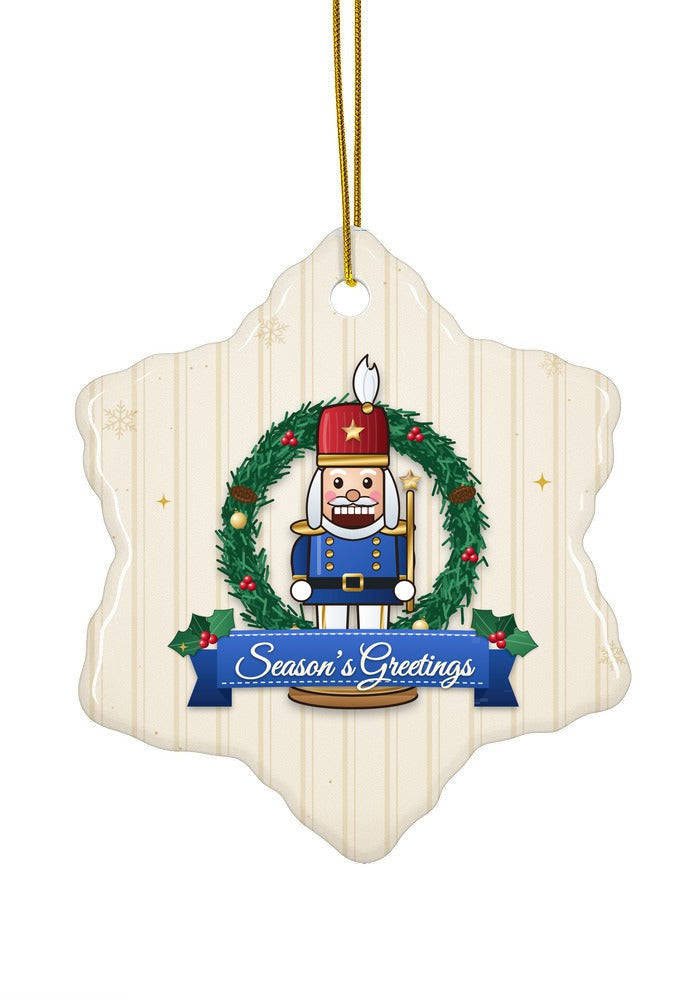 Royal Blue, Season's Greetings ornament, snowflake shape