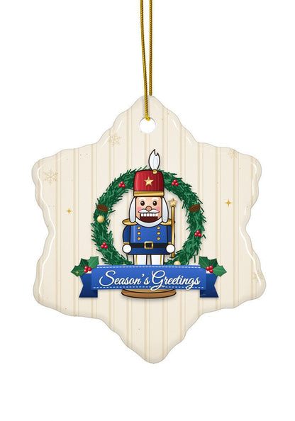 Royal Blue, Season's Greetings ornament, snowflake shape