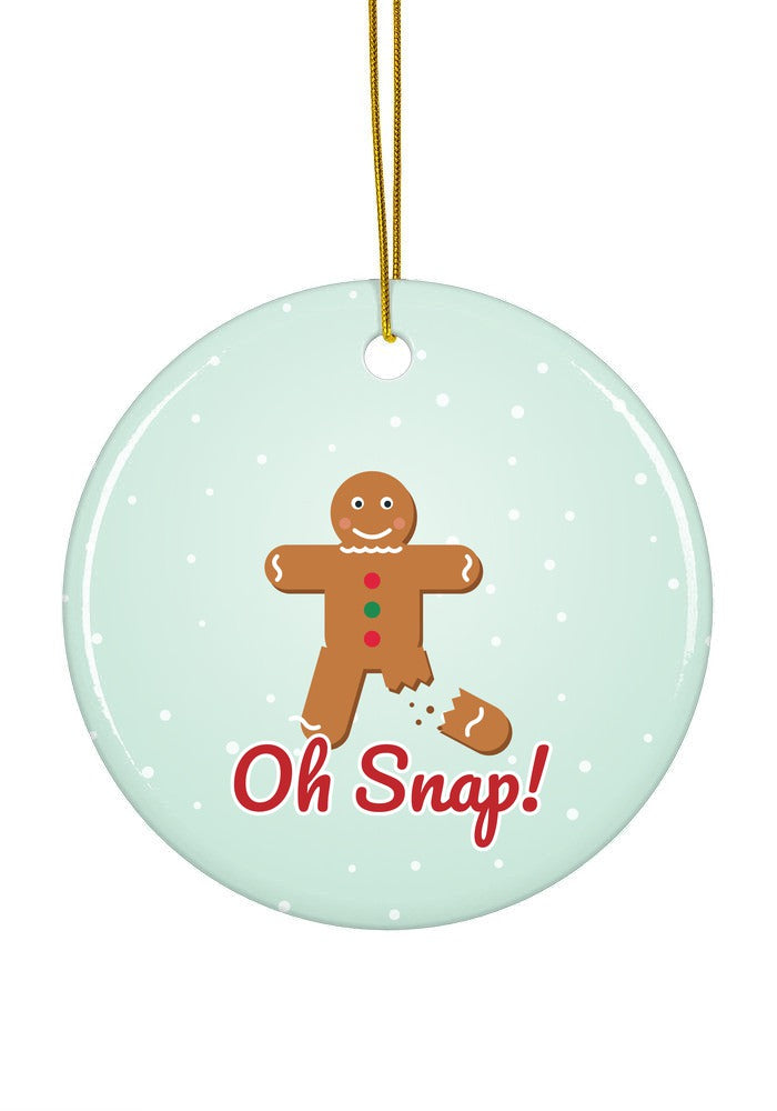 Oh Snap! Gingerbread Man ornament, circle shape