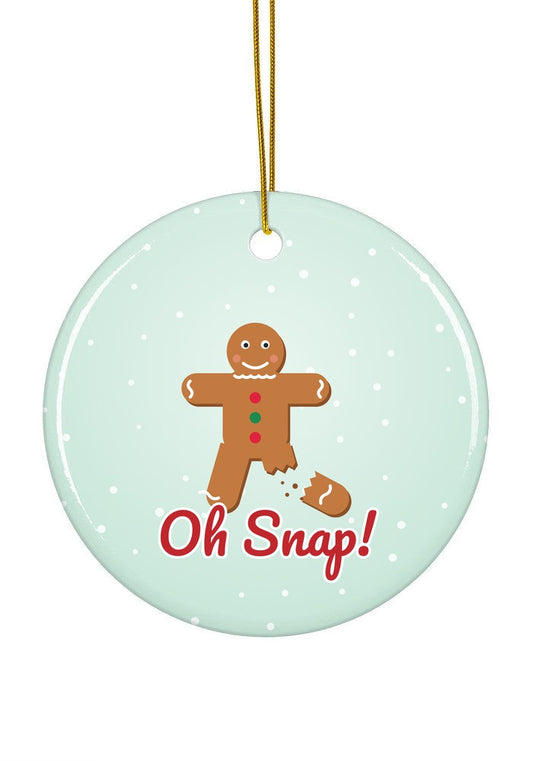 Oh Snap! Gingerbread Man ornament, circle shape