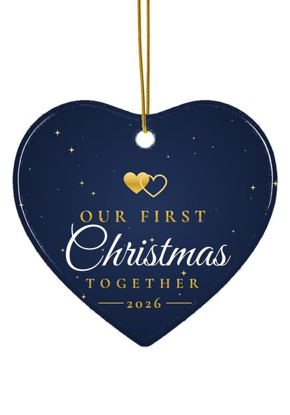 Our First Christmas Together 2026 ornament, heart shape