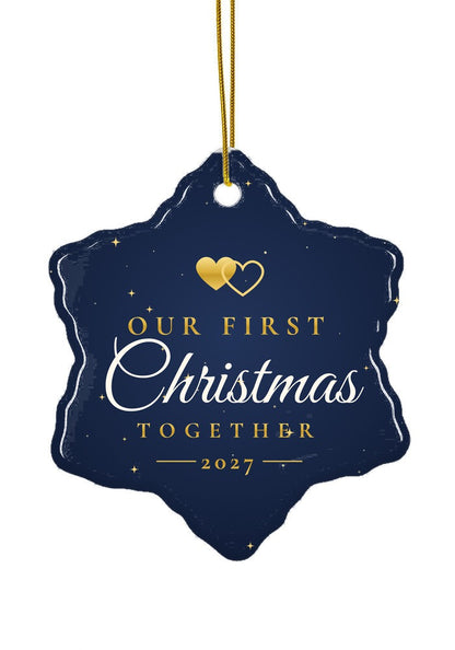 Our First Christmas Together ornament, 2027, snowflake shape