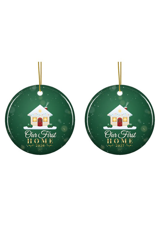 Our First Home ornament dated 2026 or 2027