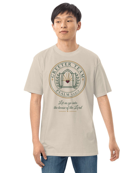 Greeter Team t-shirt in Heather Dust