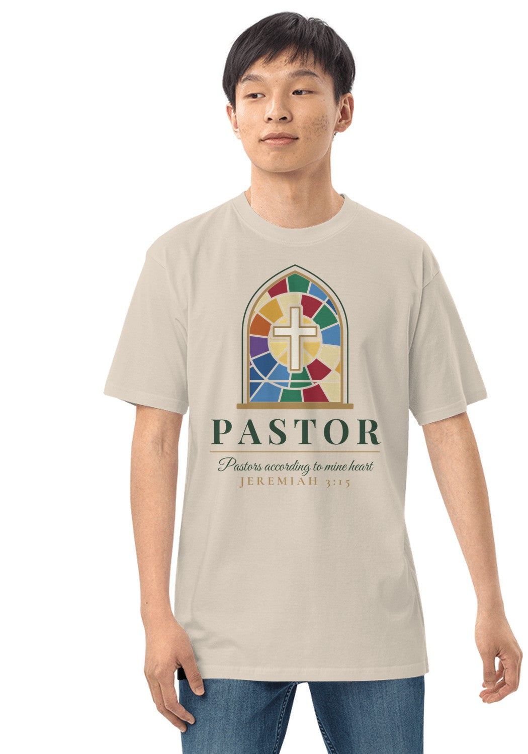 Pastor Stained Glass t-shirt in Heather Dust