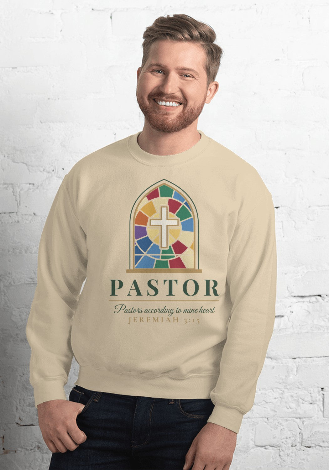Pastor Stained Glass sweatshirt in Sand