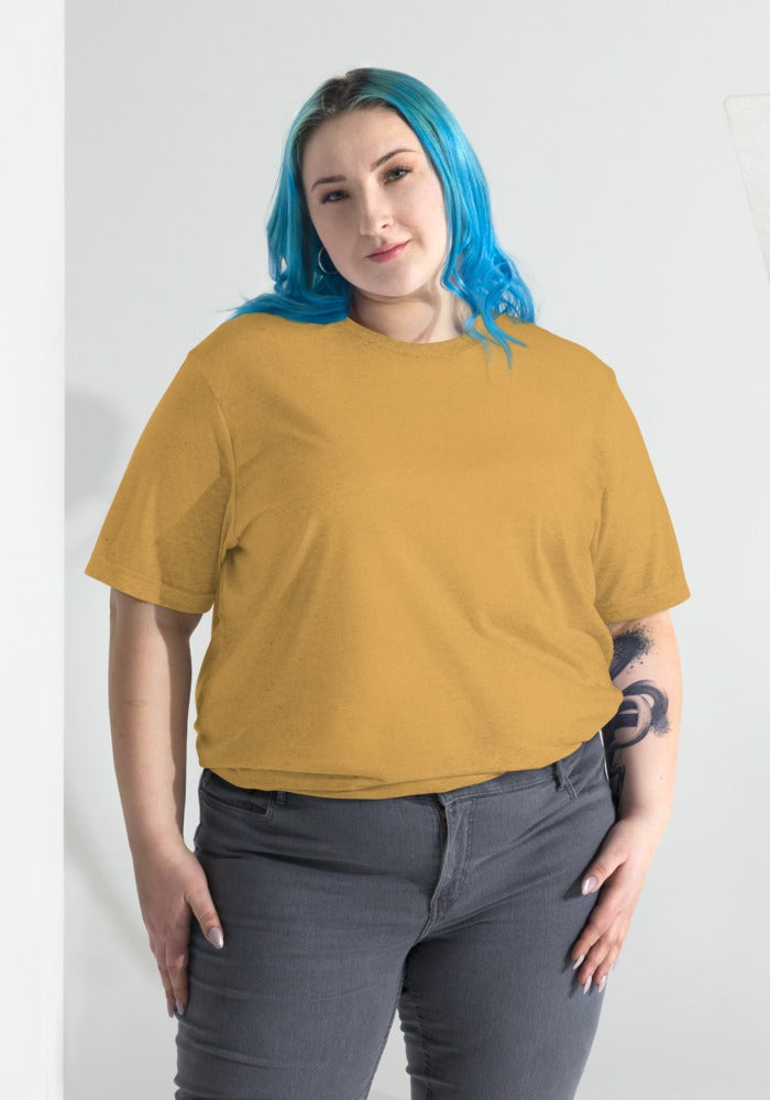 Custom Tri-Blend T-Shirt in Mustard Triblend
