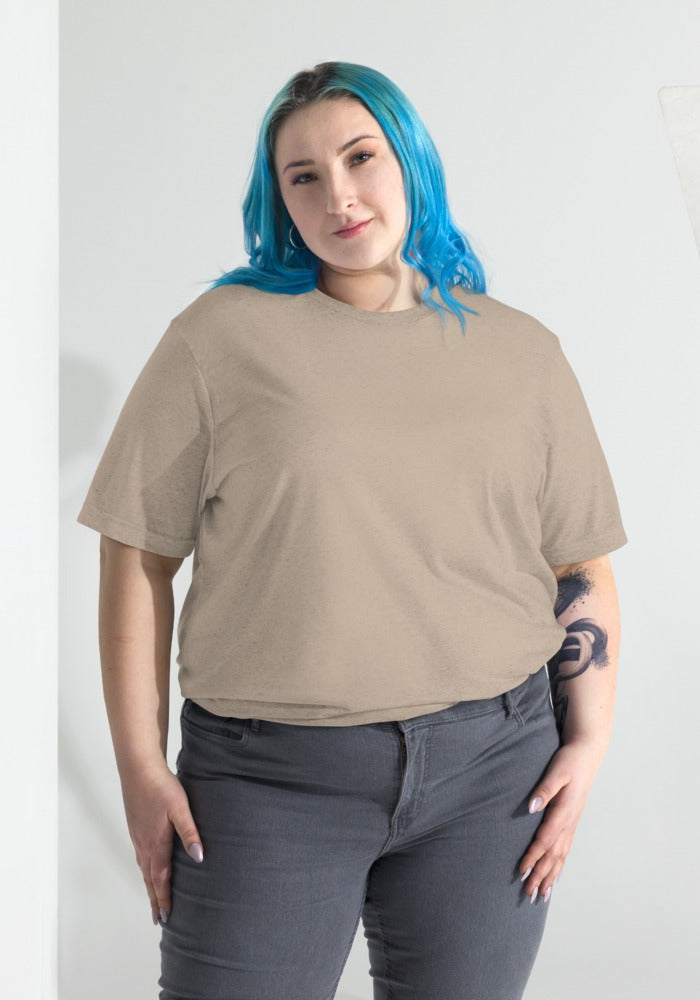 Custom Tri-Blend T-Shirt in Tan Triblend