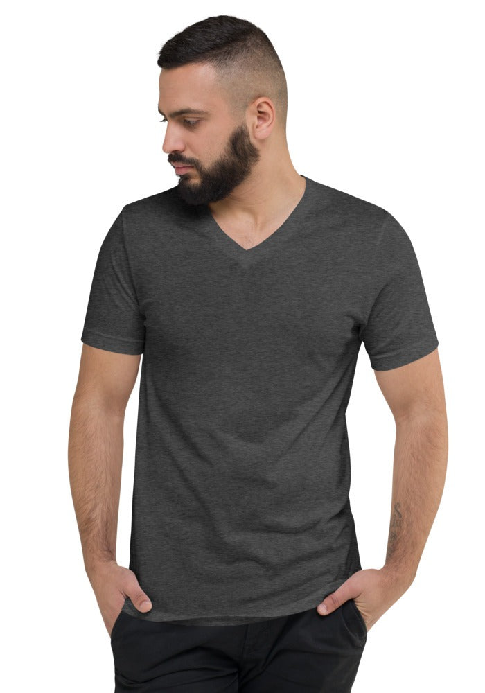 Custom V-Neck T-Shirt in Dark Grey Heather