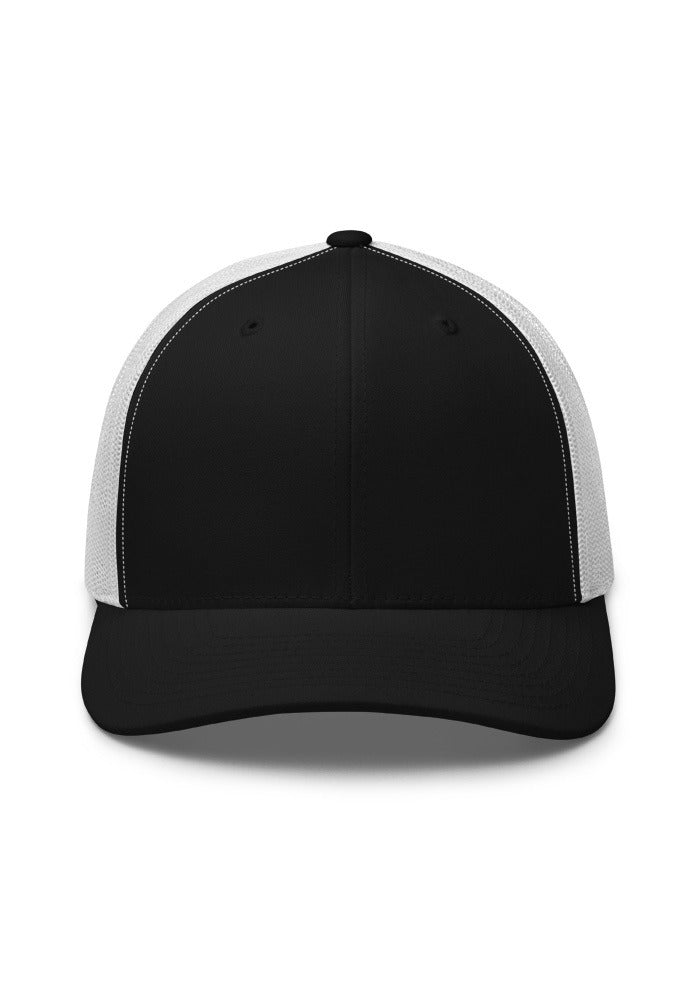 Custom Embroidered Retro Trucker Hat in Black/ White