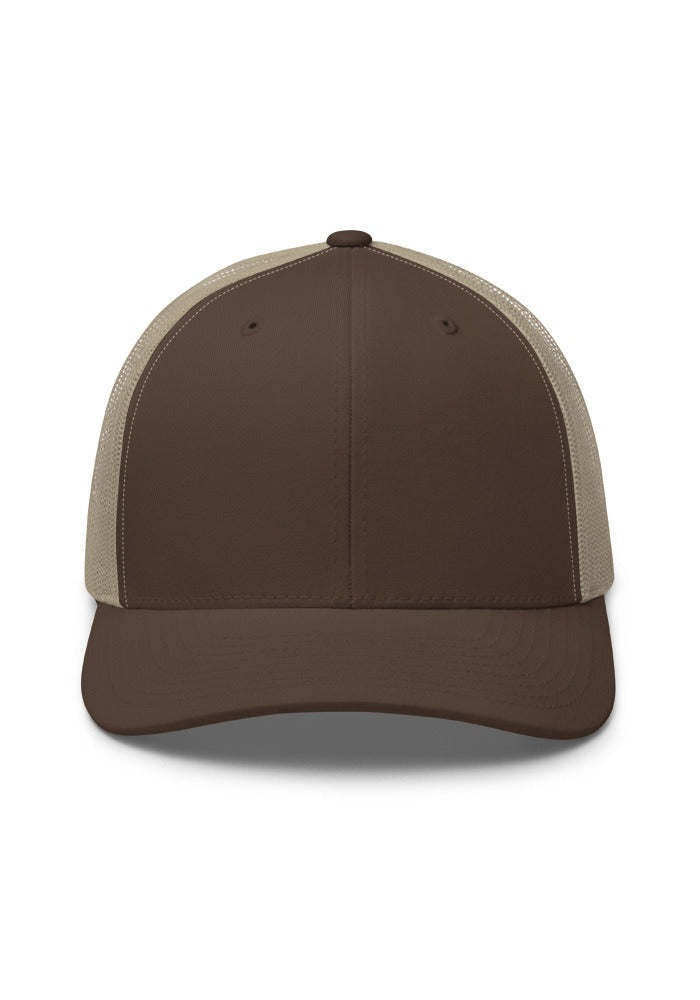 Custom Embroidered Retro Trucker Hat in Brown/ Khaki