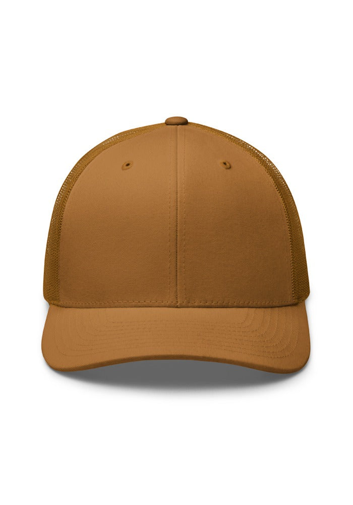 Custom Embroidered Retro Trucker Hat in Caramel