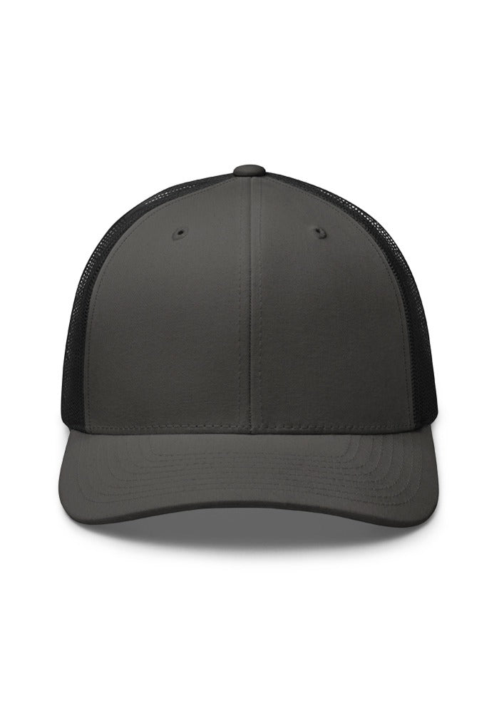 Custom Embroidered Retro Trucker Hat in Charcoal/ Black