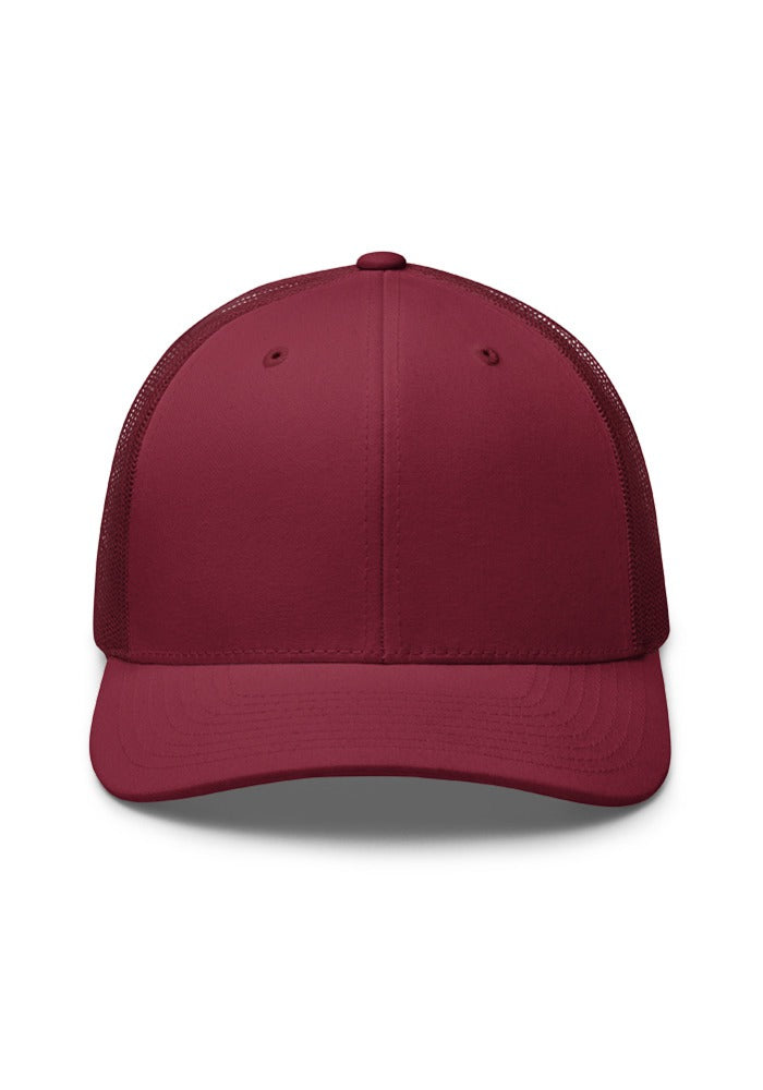 Custom Embroidered Retro Trucker Hat in Cranberry