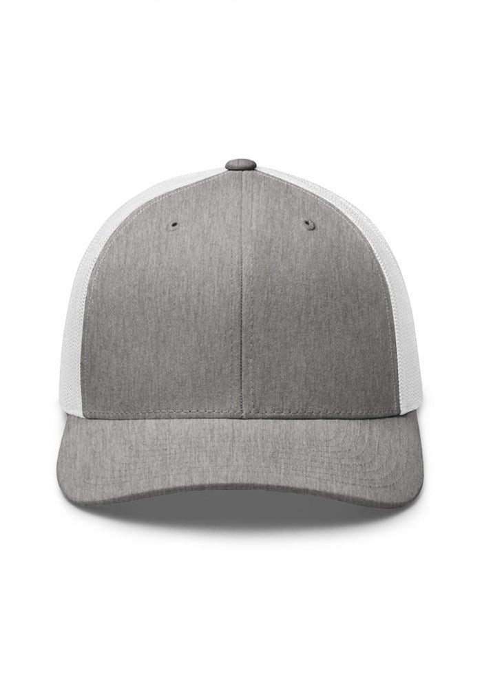 Custom Embroidered Retro Trucker Hat in Heather Grey/White