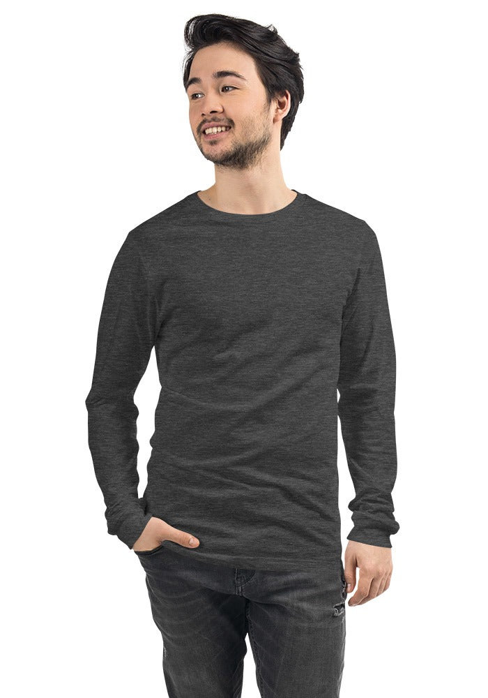 Custom Long Sleeve T-Shirt in Dark Grey Heather