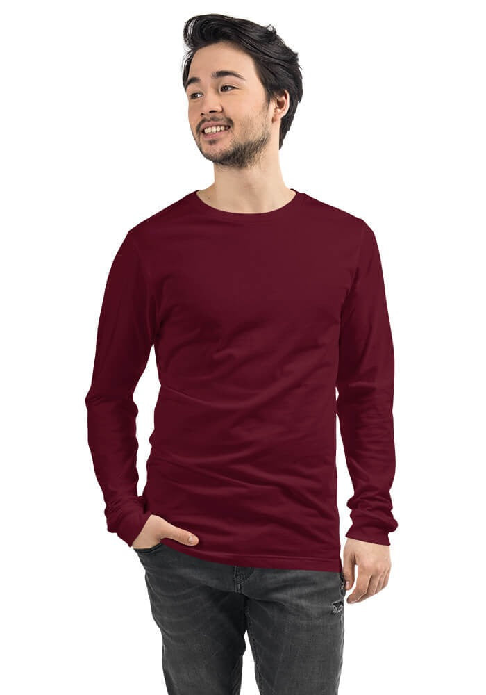 Custom Long Sleeve T-Shirt in Maroon