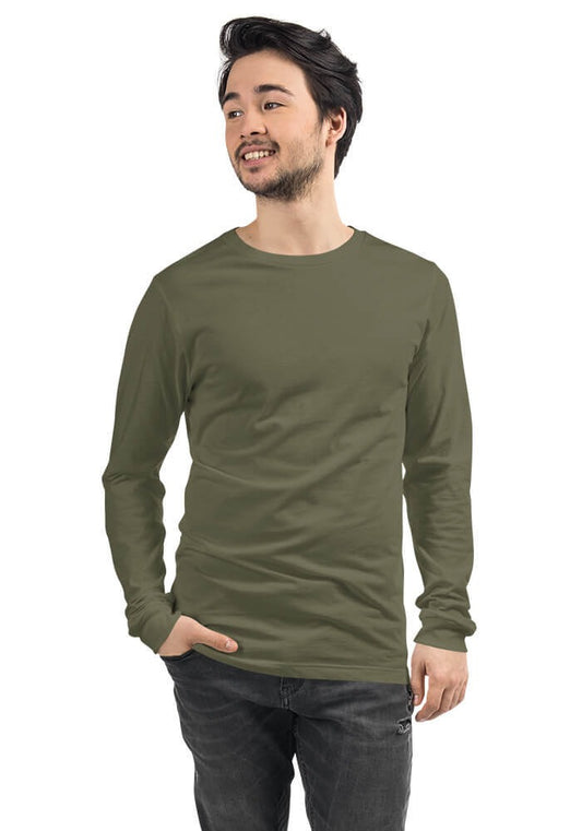 Custom Long Sleeve T-Shirt in Military Green