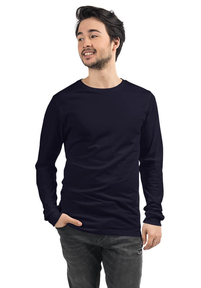 Custom Long Sleeve T-Shirt in Navy