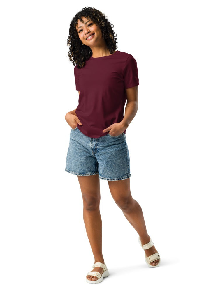Custom Women's Relaxed T-Shirt in Maroon