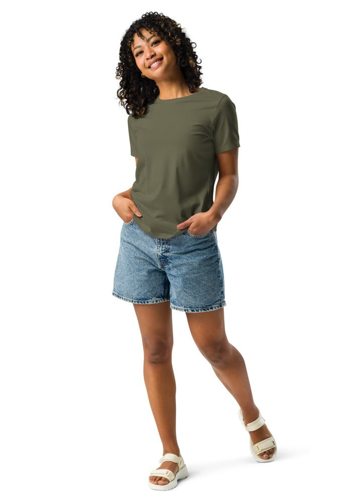 Custom Women's Relaxed T-Shirt in Military Green