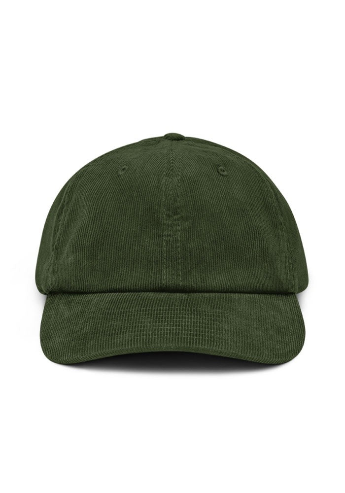 Custom Embroidered Corduroy Hat in Dark Olive