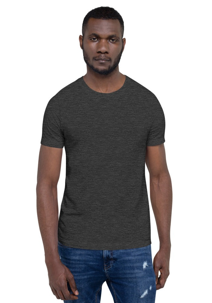 Custom Unisex Staple T-Shirt in Dark Grey Heather