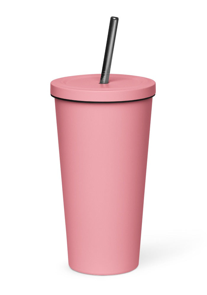 Custom Insulated Tumbler with Straw (20 oz) in Pink