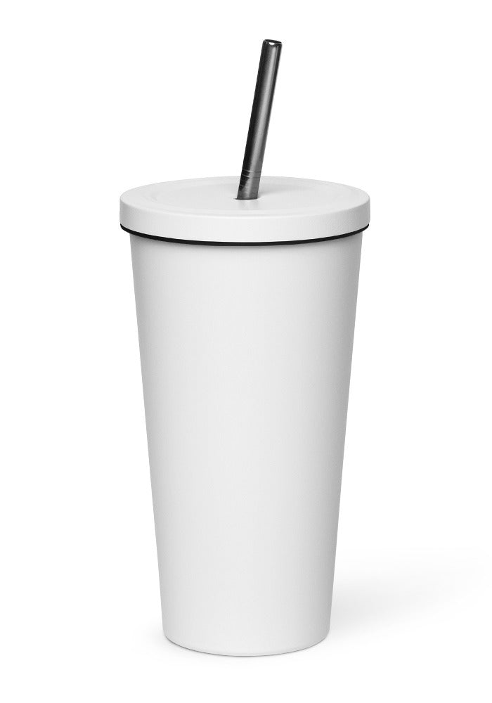 Custom Insulated Tumbler with Straw (20 oz) in White