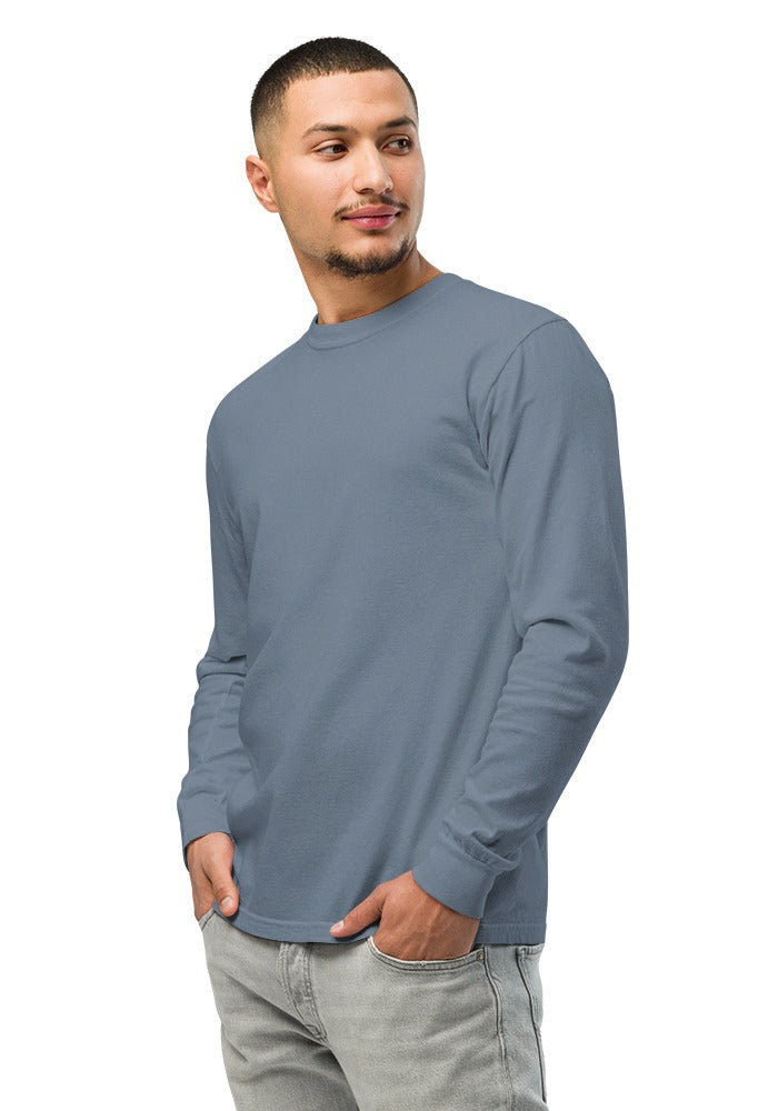 Custom Garment-Dyed Long Sleeve in Blue Jean