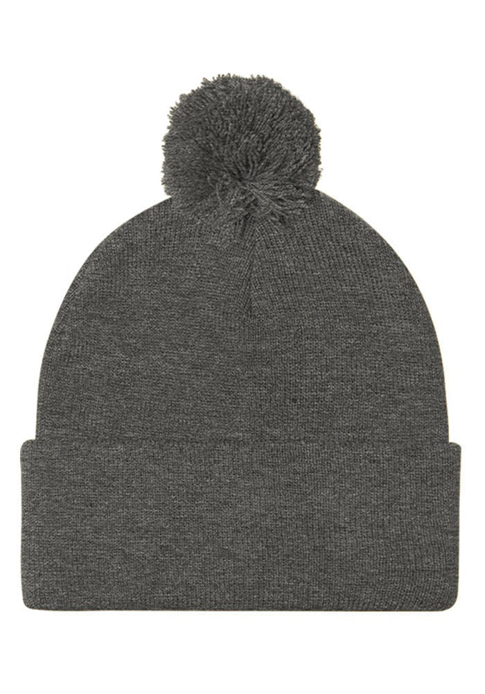 Custom Embroidered Pom-Pom Beanie in Dark Heather Grey
