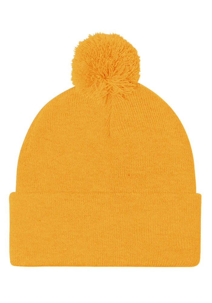 Custom Embroidered Pom-Pom Beanie in Gold