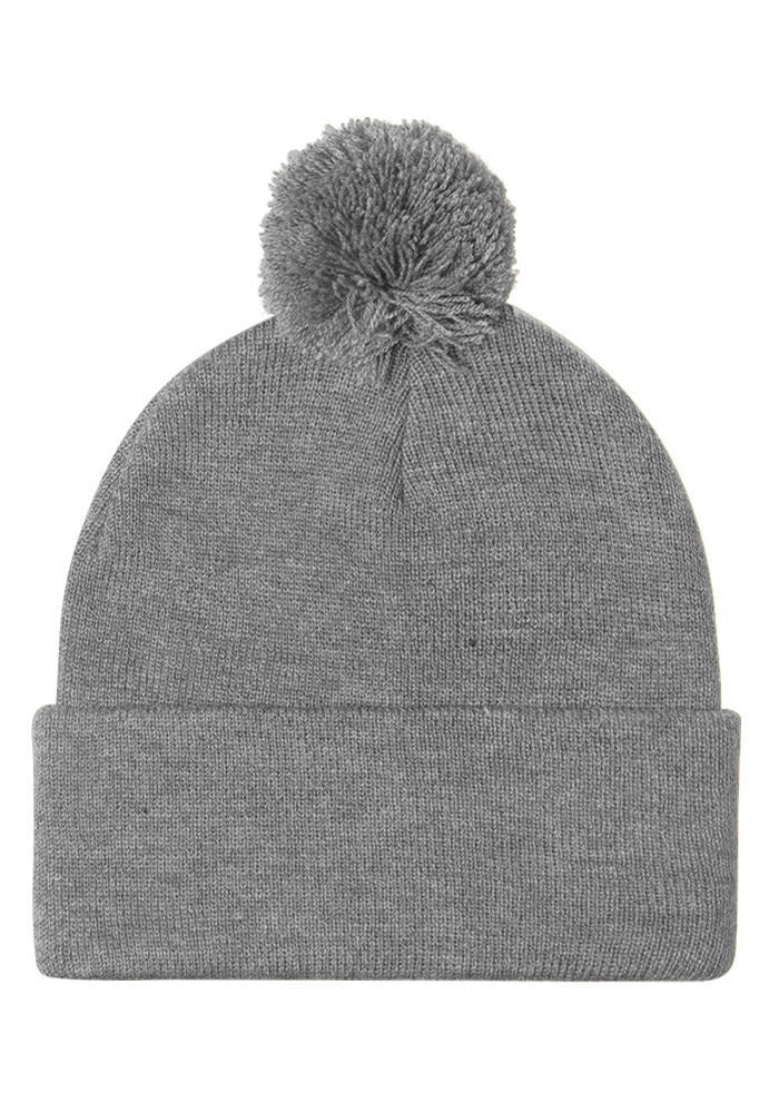 Custom Embroidered Pom-Pom Beanie in Heather Grey
