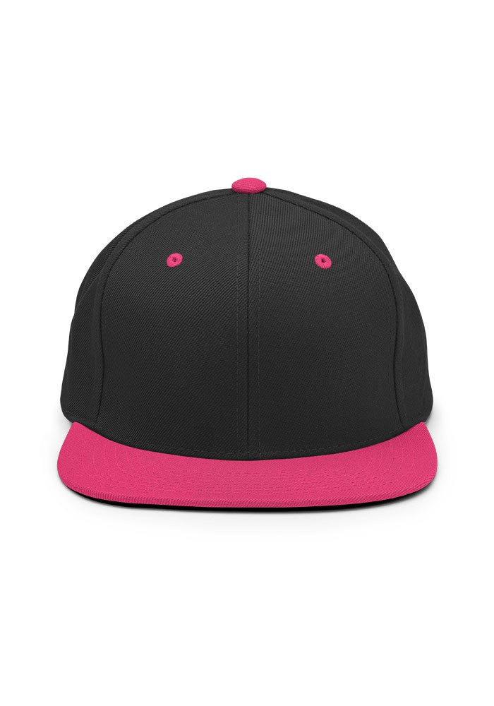 Custom Embroidered Snapback in Black/ Neon Pink
