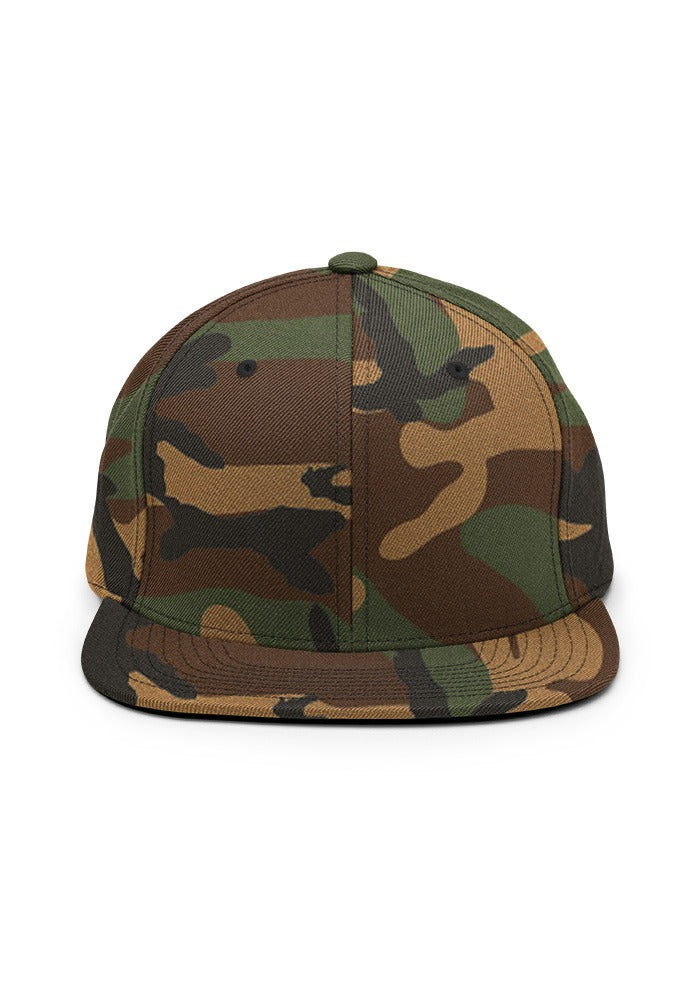 Custom Embroidered Snapback in Green Camo