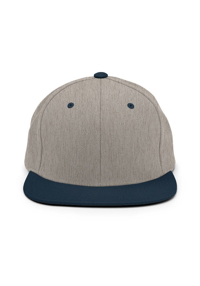 Custom Embroidered Snapback in Heather Grey/ Navy